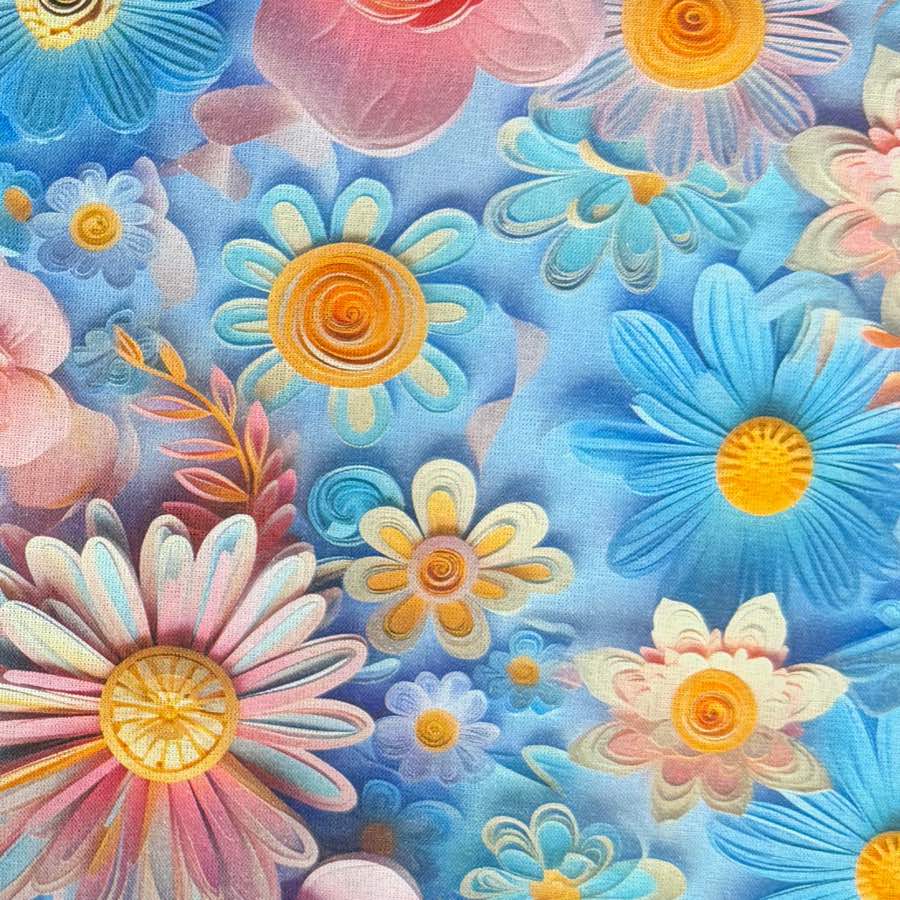 Margaritas Azul — Tela efecto 3D en El Baúl de Lore