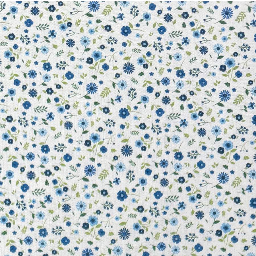 Flor Pequeña Azul Marino — Algodón estampado en El Baúl de Lore