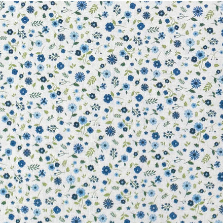 Flor Pequeña Azul Marino — Algodón estampado en El Baúl de Lore
