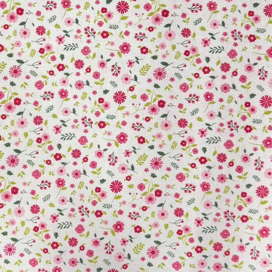 Flor Pequeña Frambuesa — Algodón estampado en El Baúl de Lore