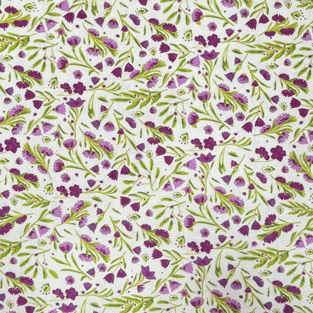 Flor Pequeña Ramitas Morado — Algodón estampado en El Baúl de Lore