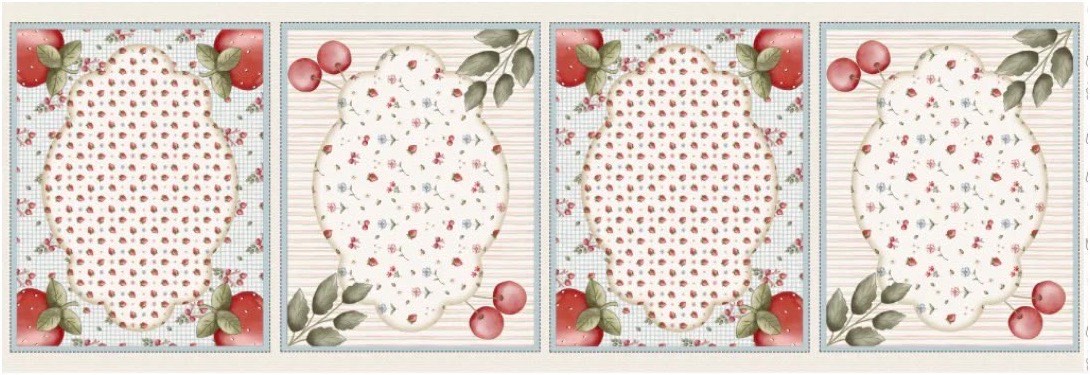 Fresas Mantel — Panel · Mantel y camino de mesa en El Baúl de Lore